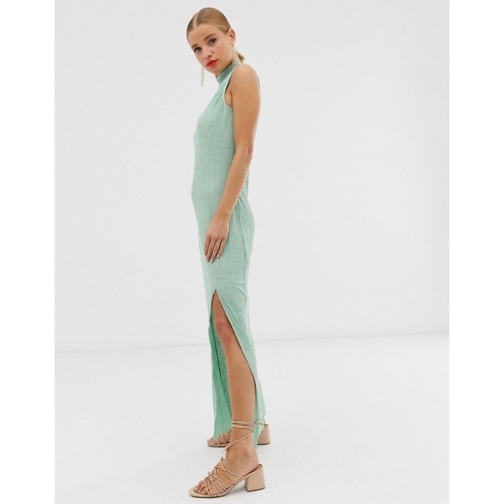 NWT ASOS DESIGN high neck plisse maxi dress - Picture 2 of 7